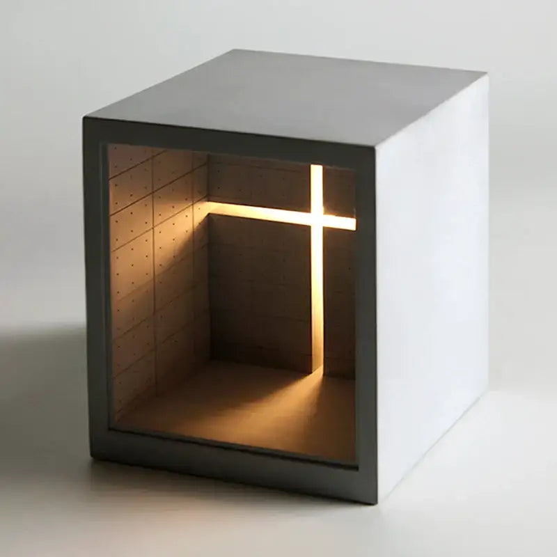 Minimalist white concrete church table lamp bedroom night light