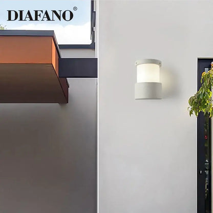 Minimalist white concrete outdoor wall lamp courtyard sconce