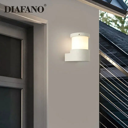 Minimalist white concrete outdoor wall lamp courtyard sconce