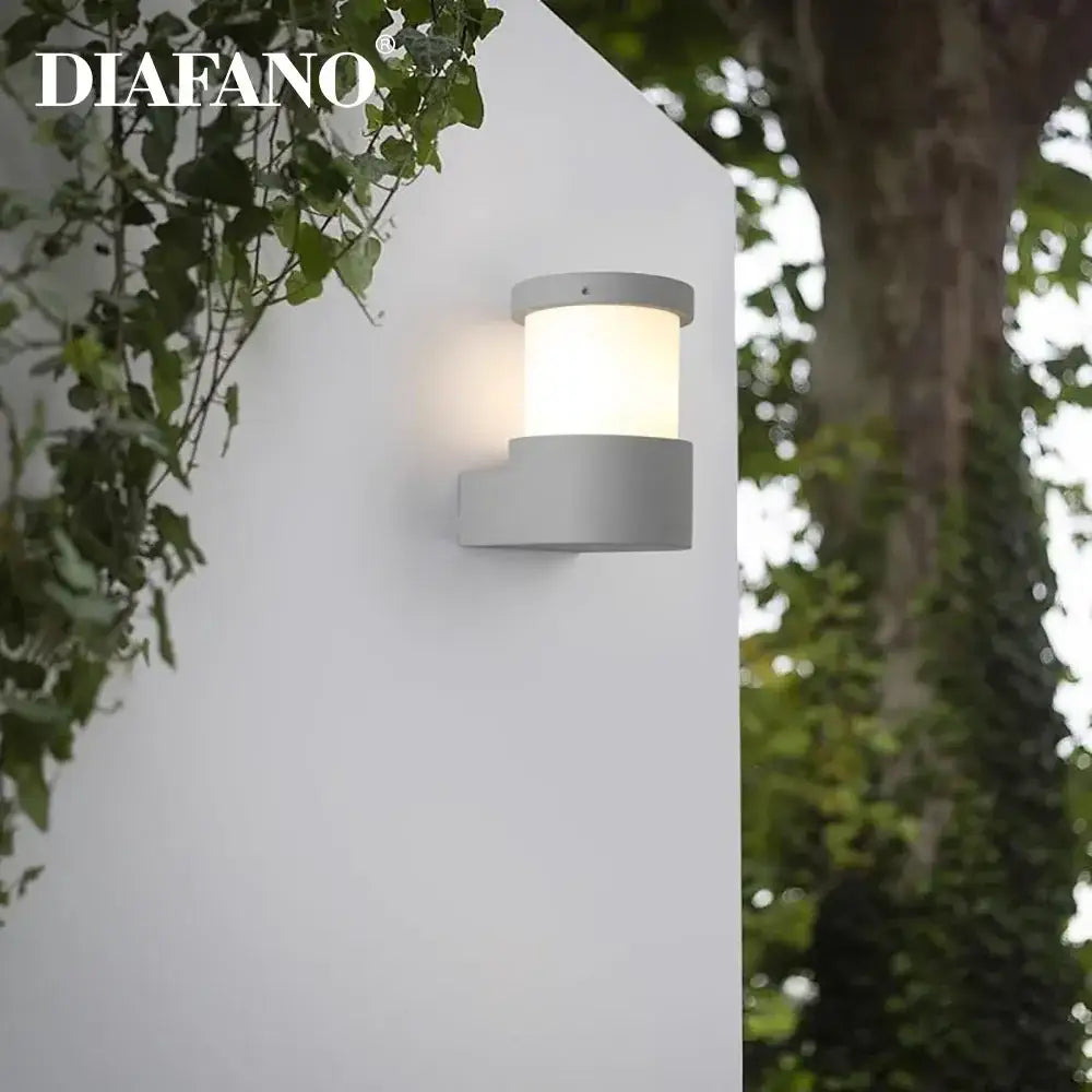 Minimalist white concrete outdoor wall lamp courtyard sconce