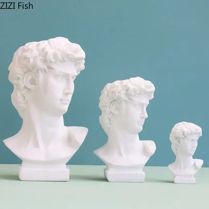 Minimalist white david portrait resin sculpture living room decor