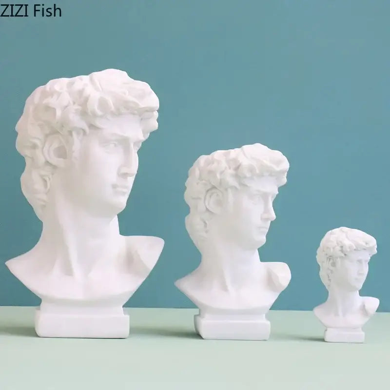 Minimalist white david portrait resin sculpture living room decor