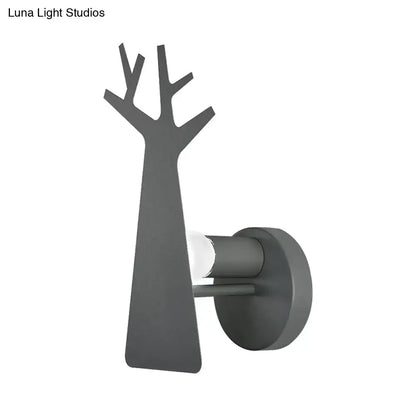 Minimalist white deer tree wall mount light bedroom sconce