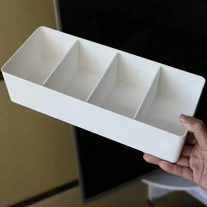 Minimalist white divided storage box kitchen tableware organizer