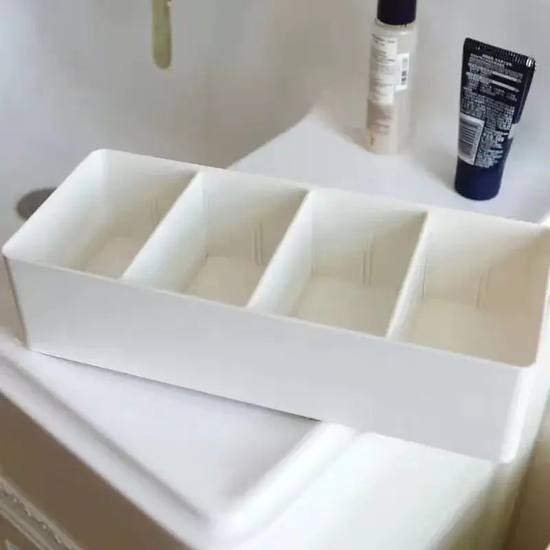 Minimalist white divided storage box kitchen tableware organizer
