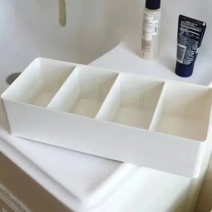 Minimalist white divided storage box kitchen tableware organizer