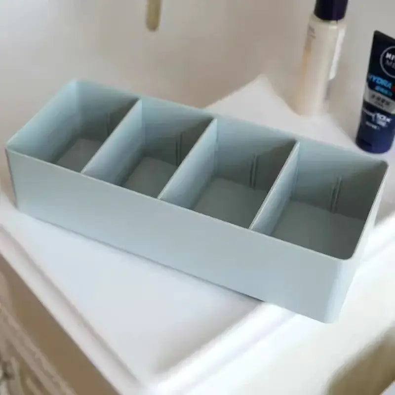 Minimalist white divided storage box kitchen tableware organizer