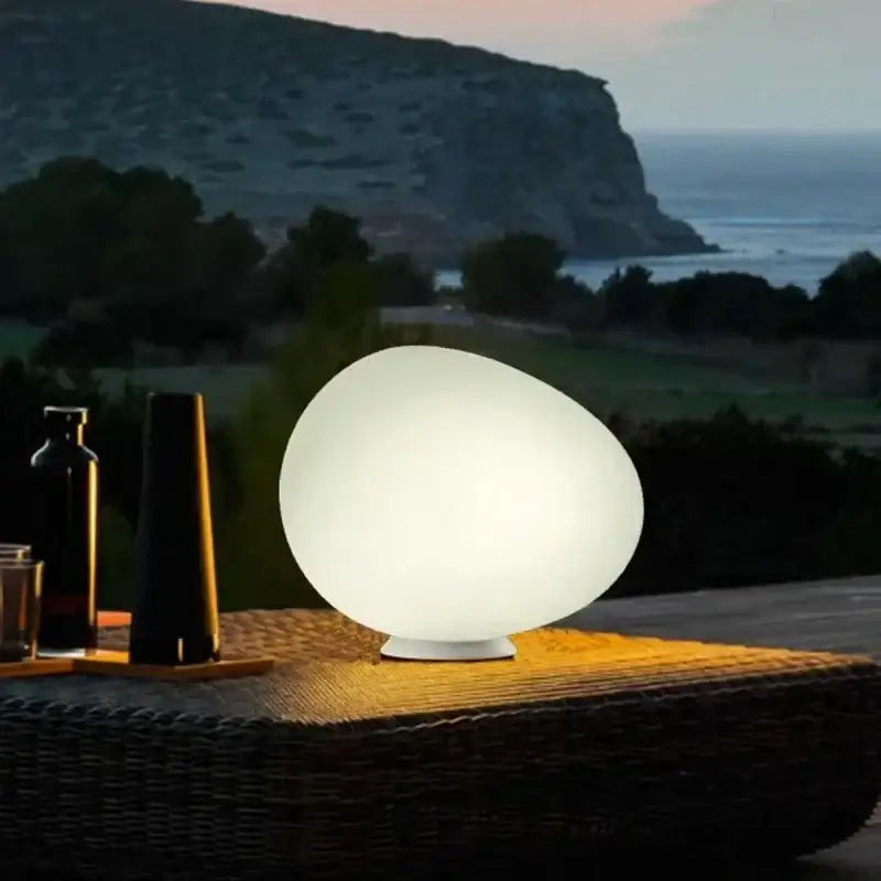 Minimalist white egg glass floor lamp for living room