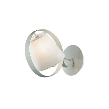 Minimalist white fabric wall light with metal ring bedroom sconce