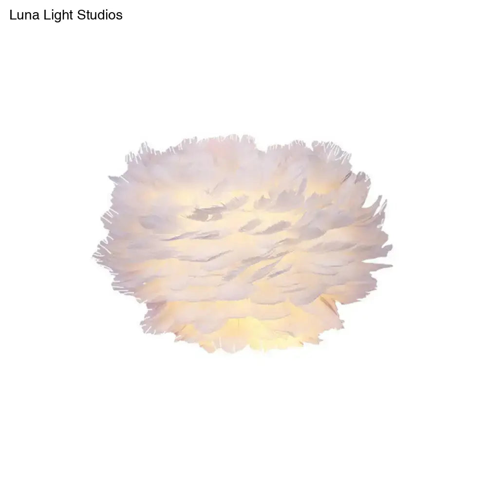 Minimalist white feather floral wall sconce – bedroom cloud light