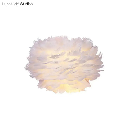 Minimalist white feather floral wall sconce – bedroom cloud light