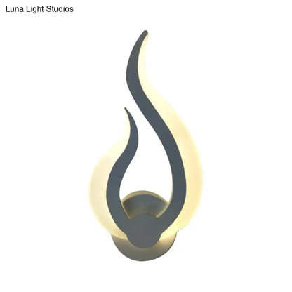Minimalist white flame wall sconce bedroom led light