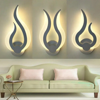Minimalist white flame wall sconce bedroom led light