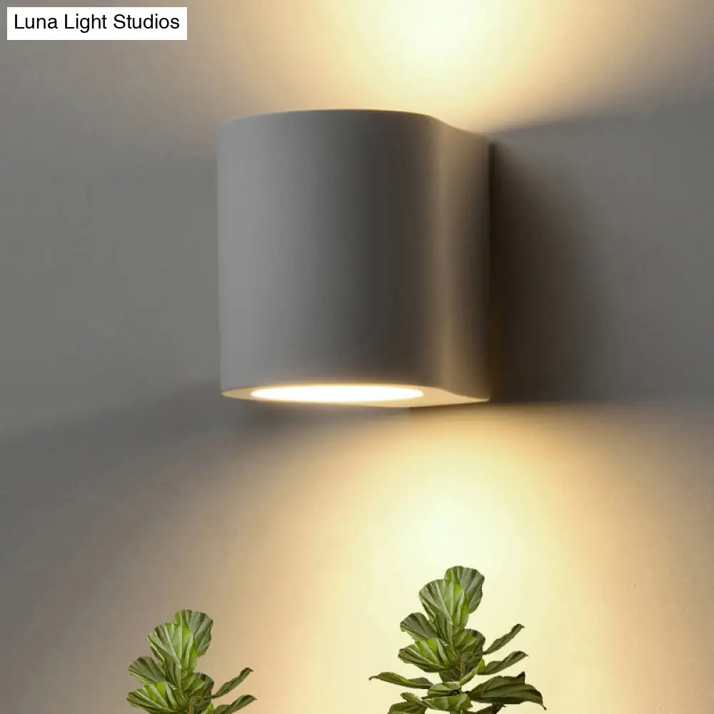 DecorBites™ Minimalist White Flush Wall Sconce - 1 Bulb LED Up-Down Wall Lamp