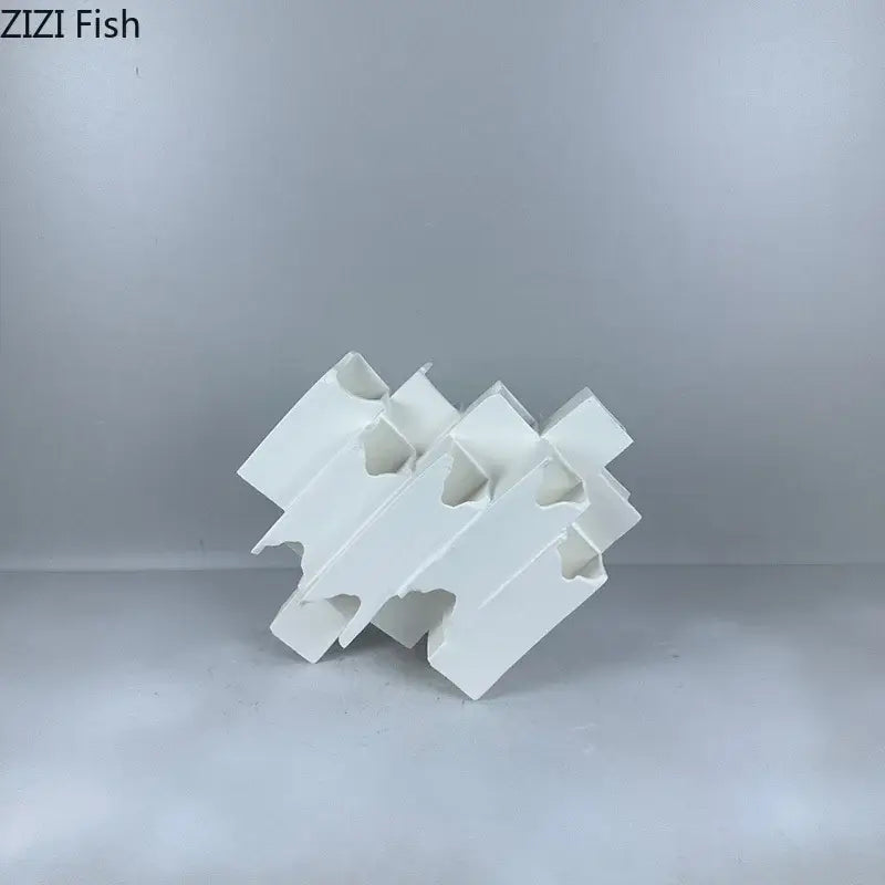 Minimalist white geometric ceramic desk ornament living room sculpture