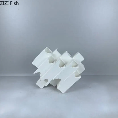 Minimalist white geometric ceramic desk ornament living room sculpture