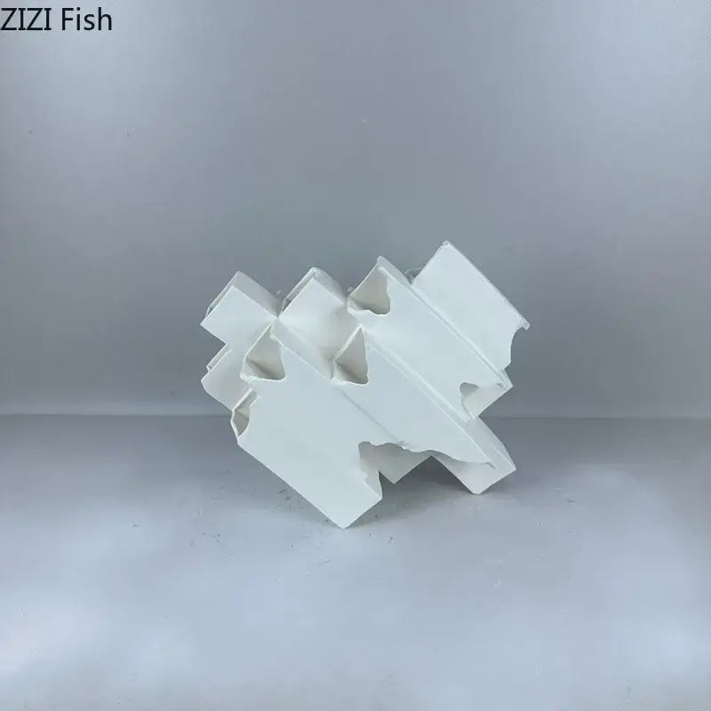 Minimalist white geometric ceramic desk ornament living room sculpture