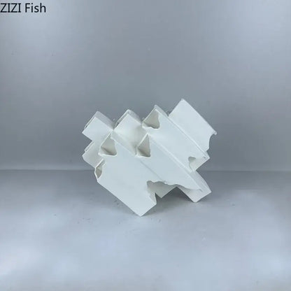 Minimalist white geometric ceramic desk ornament living room sculpture