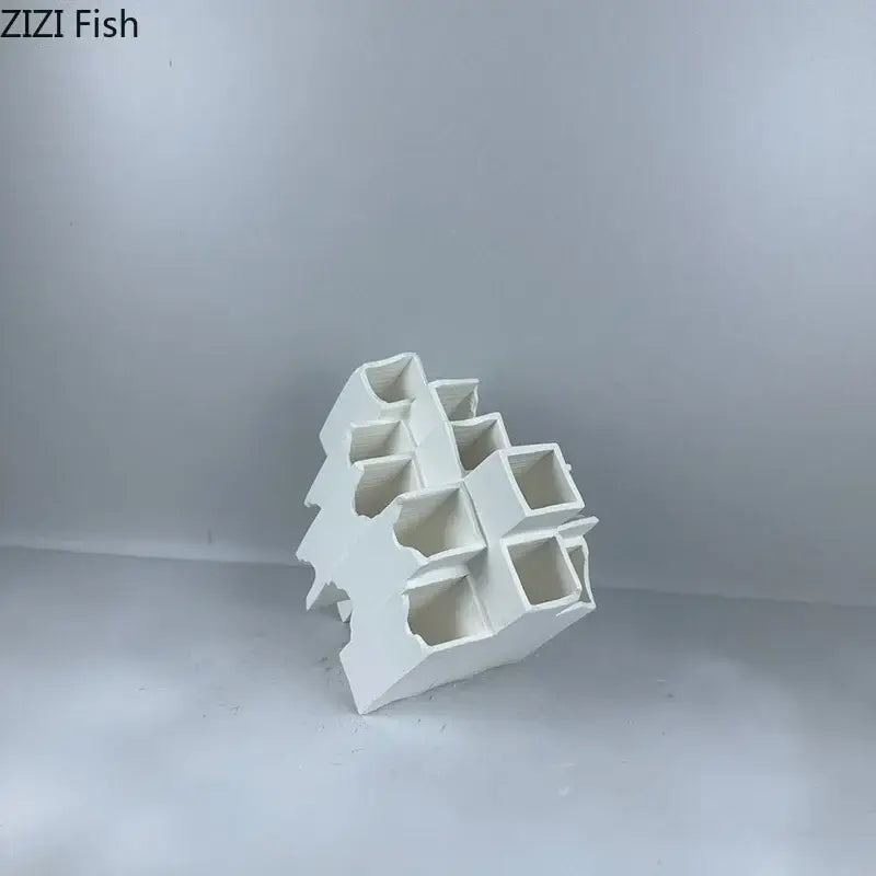 Minimalist white geometric ceramic desk ornament living room sculpture