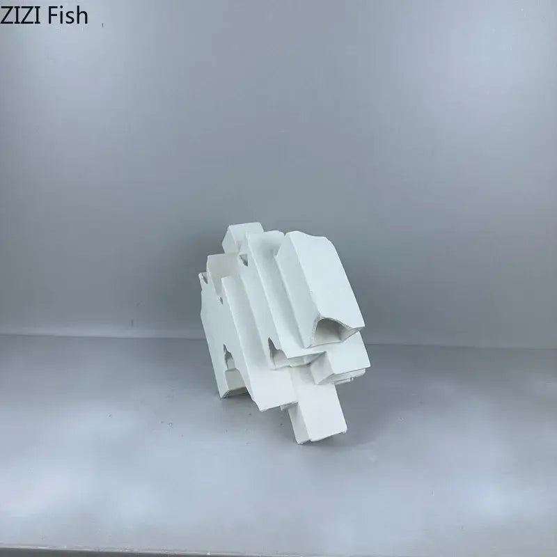 Minimalist white geometric ceramic desk ornament living room sculpture