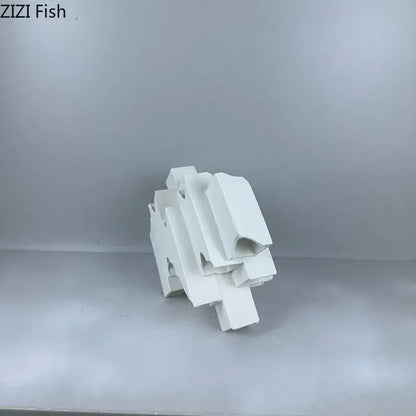 Minimalist white geometric ceramic desk ornament living room sculpture