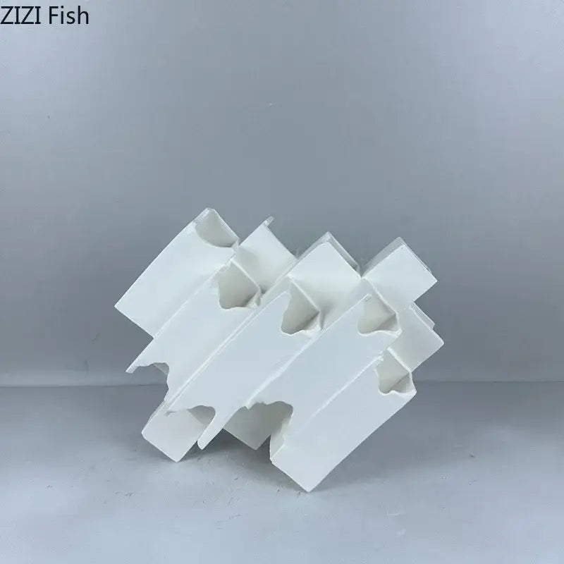 Minimalist white geometric ceramic desk ornament living room sculpture