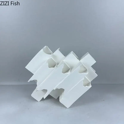 Minimalist white geometric ceramic desk ornament living room sculpture