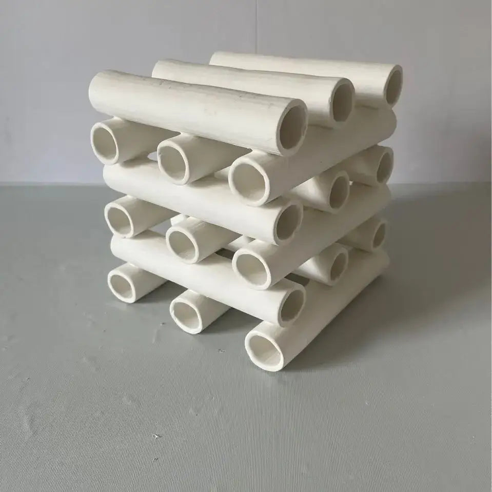 Minimalist white geometric ceramic pipe decorative figurines living room
