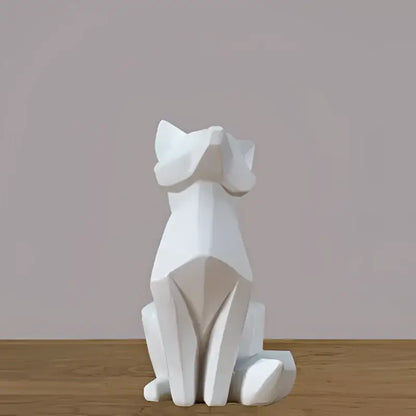 Minimalist white geometric fox sculpture living room decor