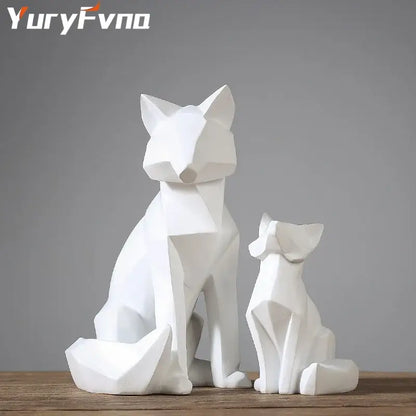 Minimalist white geometric fox sculpture living room decor
