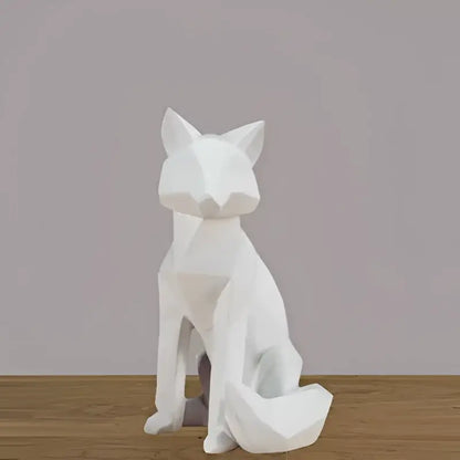 Minimalist white geometric fox sculpture living room decor