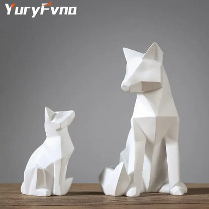 Minimalist white geometric fox sculpture living room decor