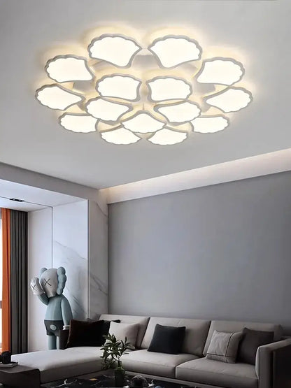Minimalist white ginkgo biloba ceiling lamp bedroom cloud light