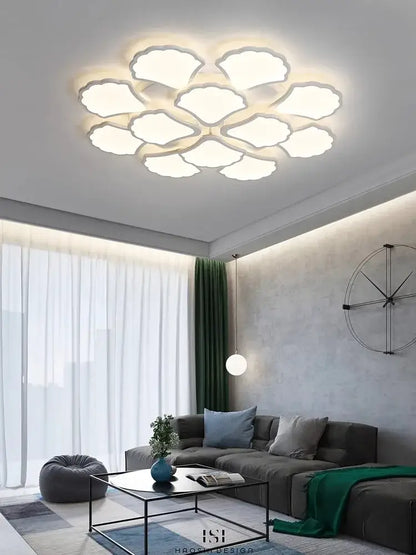 Minimalist white ginkgo biloba ceiling lamp bedroom cloud light