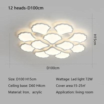 Minimalist white ginkgo biloba ceiling lamp bedroom cloud light