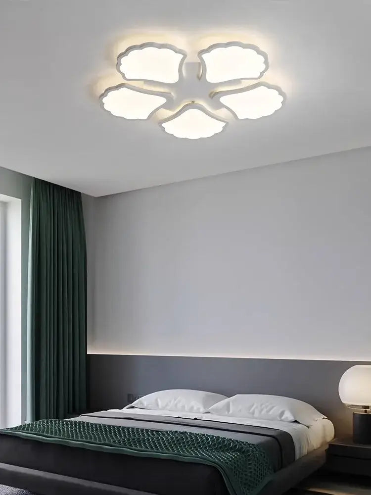 Minimalist white ginkgo biloba ceiling lamp bedroom cloud light