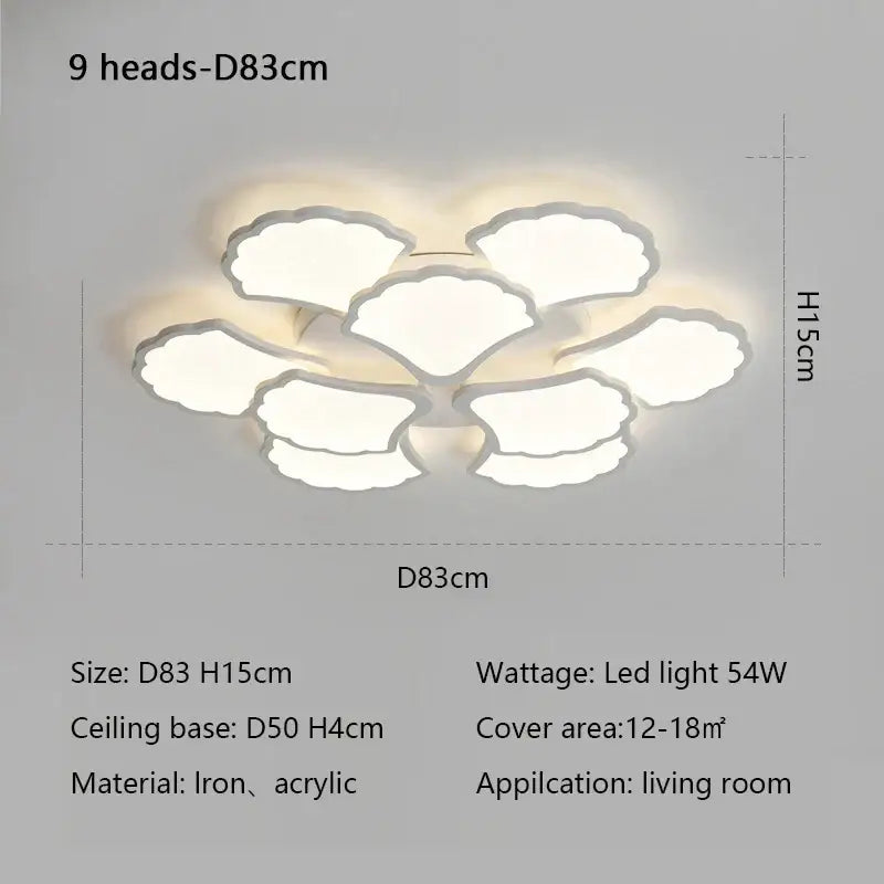 Minimalist white ginkgo biloba ceiling lamp bedroom cloud light