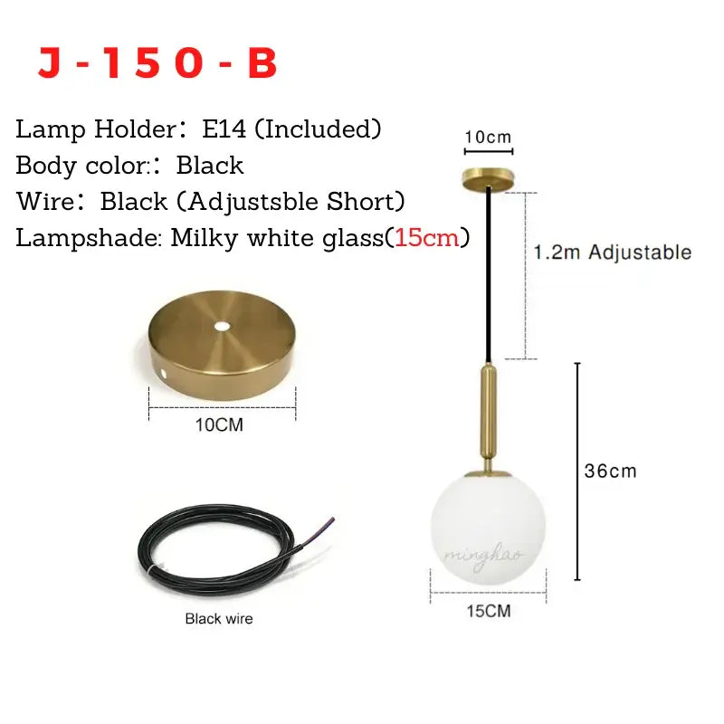 Minimalist white glass ball pendant light – dining room fixture