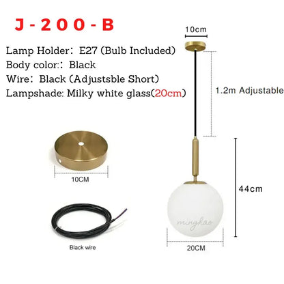 Minimalist white glass ball pendant light – dining room fixture