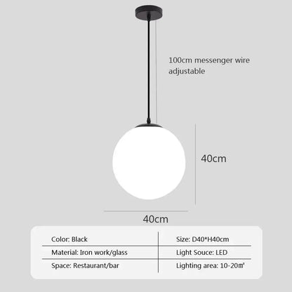 Minimalist white glass ball pendant lights for dining room