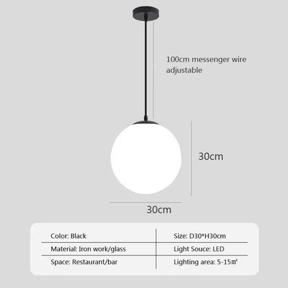 Minimalist white glass ball pendant lights for dining room