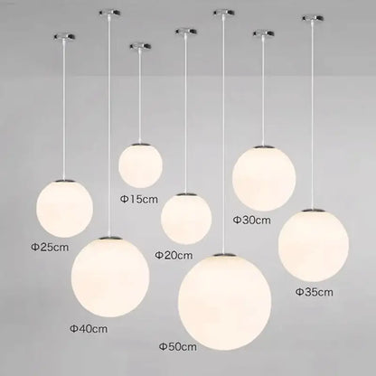 Minimalist white glass ball pendant lights for dining room