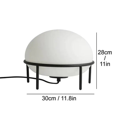 Minimalist white glass ball table lamp bedroom black metal frame