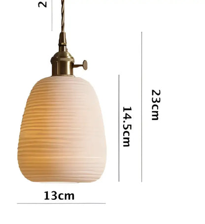 Minimalist white glass pendant light for dining room