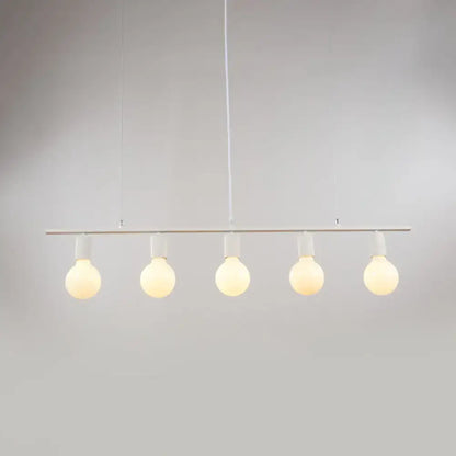 Minimalist white & gold linear metal island lighting dining room