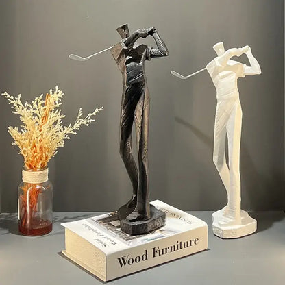 Minimalist white golf sculpture resin figurines living room decor