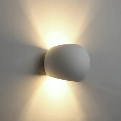 Minimalist white & gray gypsum wall lamp for living room diffused light