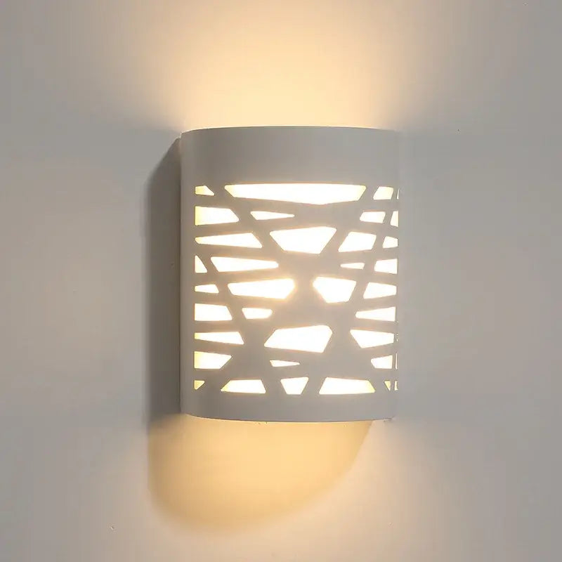 Minimalist white & gray gypsum wall lamp for living room diffused light