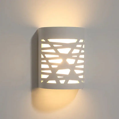 Minimalist white & gray gypsum wall lamp for living room diffused light