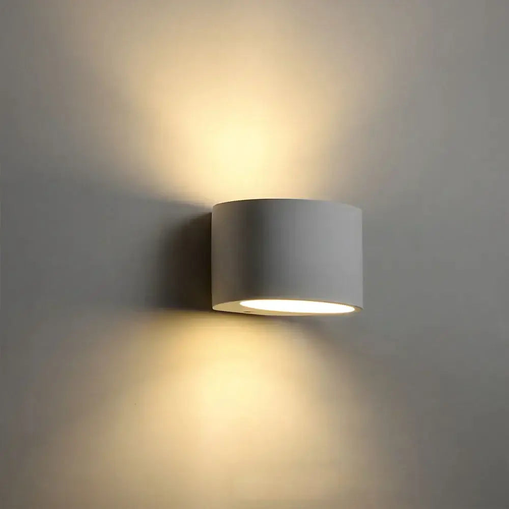 Minimalist white & gray gypsum wall lamp for living room diffused light